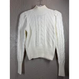 Loft‎ Womens Turtleneck Cotton Blend Cable Knit Fisherman Sweater Size XS NWT